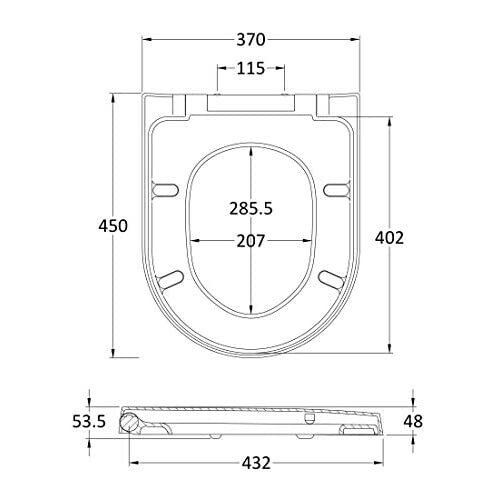 Nuie NTS007 Modern Bathroom Luxury D Shaped Soft Close Top Fix Toilet