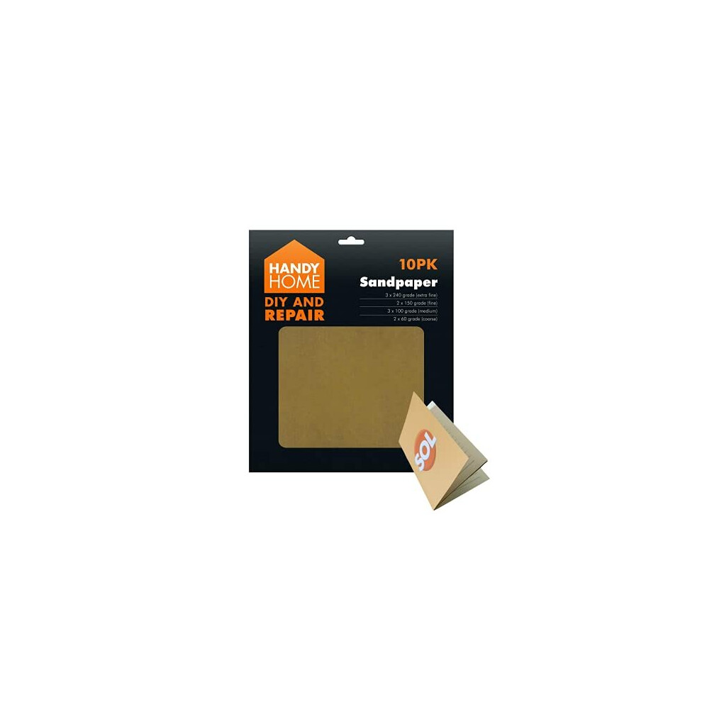 10 Sheet Assorted Sandpaper | Perfect for Woodworks, Metal Sanding, Furniture Finishing and Automotive Polishing | Assorted Grit for Dry or Wet