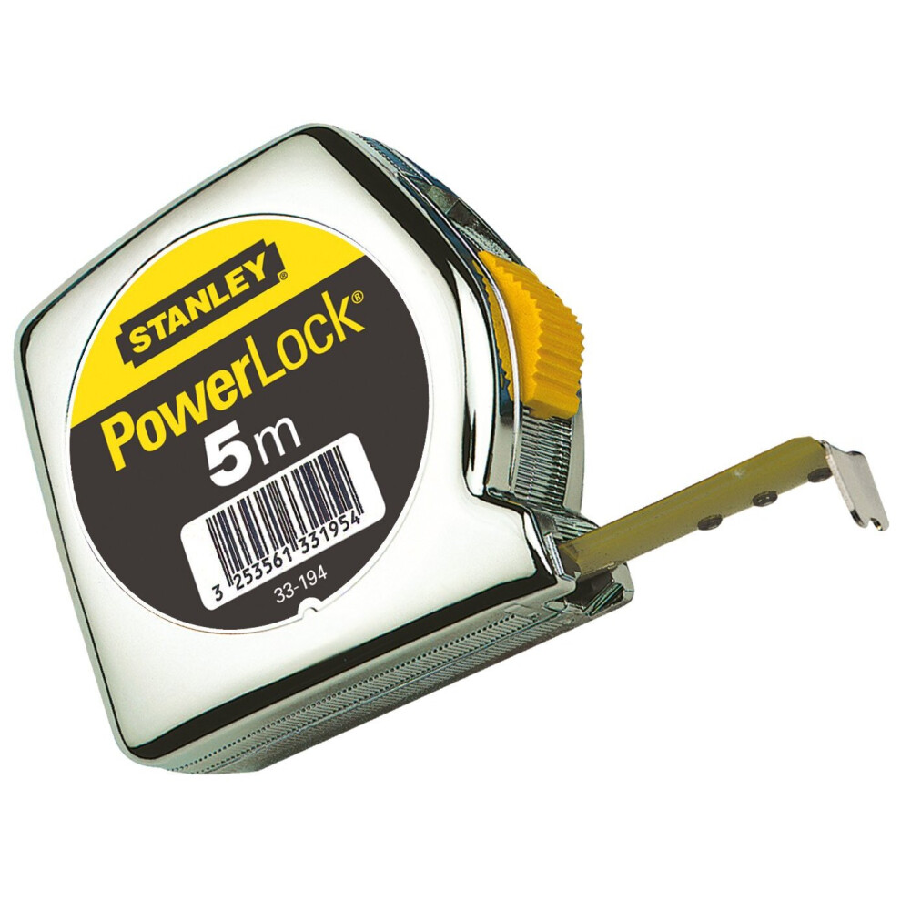 Stanley 1-33-194"Powerlock" Tape Measure with End Hook of Metal, Silver, 5 m/19 mm