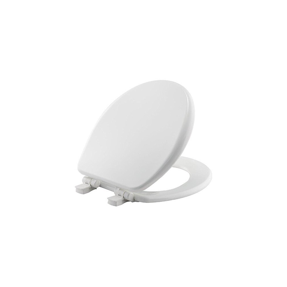 Mayfair 864Slow 000 Toilet Seat Will Slow Close, Never Loosen And Provide The Perfect Fit, Round, Highly Stylized Durable Enameled Wood, White 073088152220
