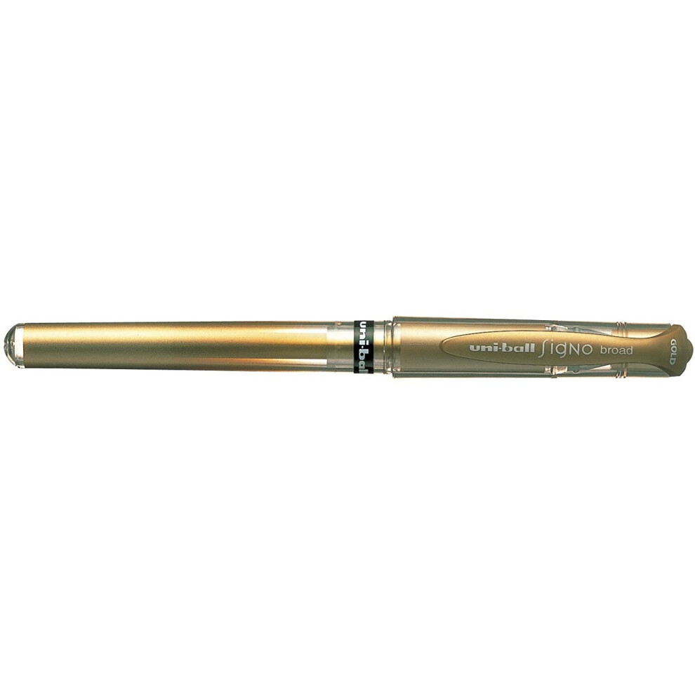 uni-ball Signo Broad Metallic UM-153 Pen - Gold, Pack of 12