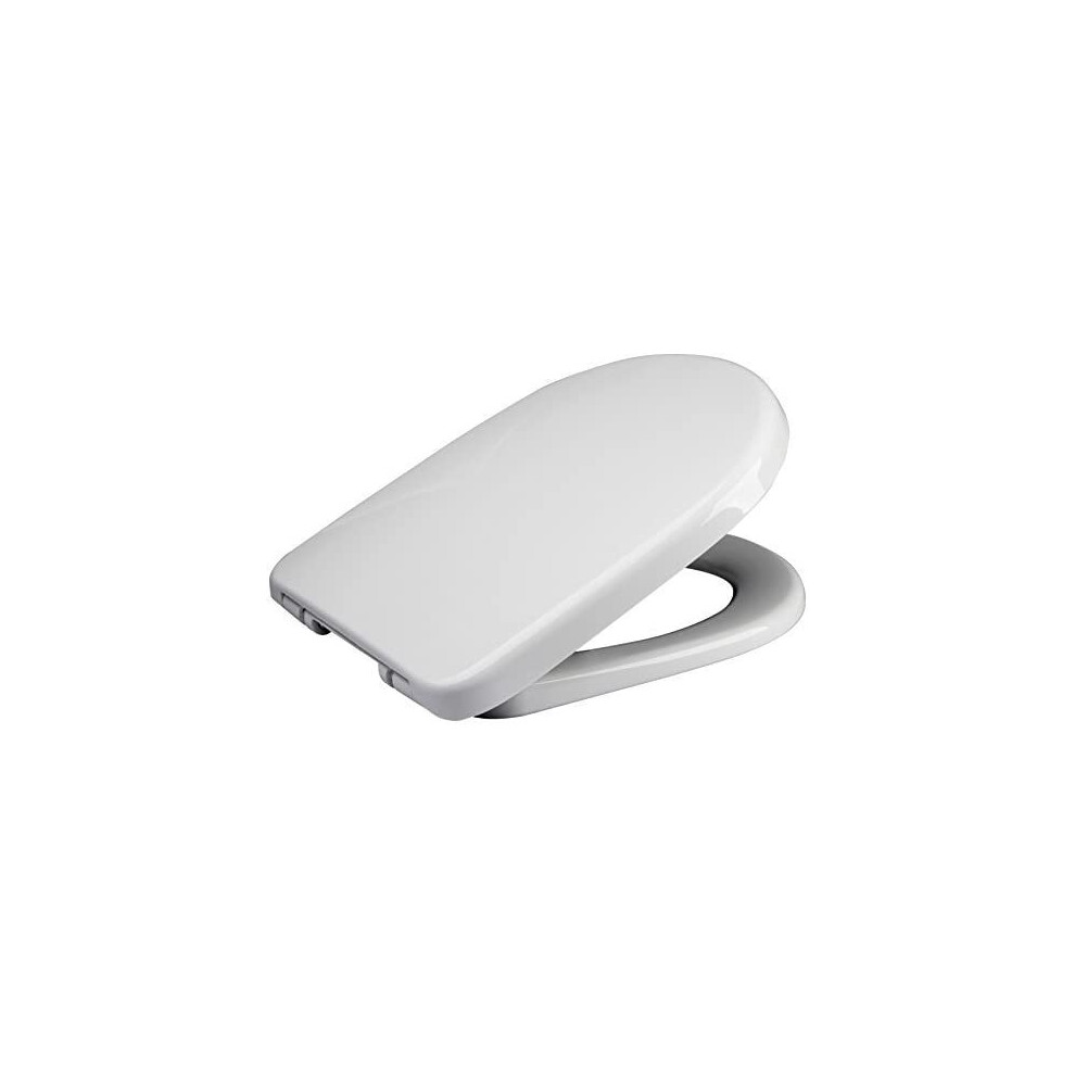 Euroshowers Toilet Seat Close Coupled Elongated D Shape One Button Quick ReleaseÂ Â White