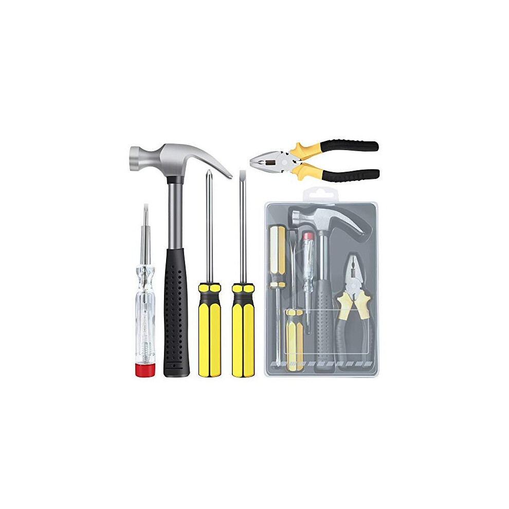 Edurable Household Hand Tool Kit 5 Pieces Home Tool Set General Repair Toolkits For Diy Home Garage And Workshop With Toolbox 610895525078