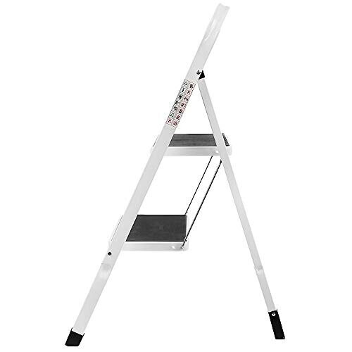 2 Step Steel Portable Folding Heavy Duty Ladder, Compact Folding Metal Stepladder Stool 1