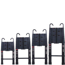 3.2M/3.8M/5M/6.2M Aluminum Telescopic Ladder with Detachable Hook for Loft Indoor Outdoor Office House, Protable Folding Extension Ladder, EN131