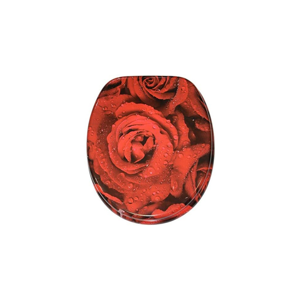 High Quality Printed Toilet Seat | Stable Hinges | Easy to mount | Red Rose