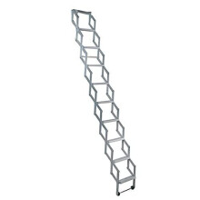 ALUFIX 9-Tread Concertina Loft Ladders - Ideal for Tiny attic Spaces | Easy DIY Fit | Aluminium | Floor to Ceiling 2.19m-2.46m (7.2ft-8.1ft)