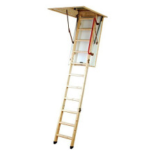 Youngman 345350 Eco 'S' Line 3 Section Timber Folding Loft Ladder, Brown, 114 x 55.8 x 28.2 cm