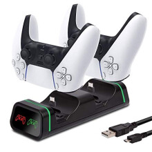 PS5 Charging Dock Dual Controller Charger, Playstation 5 Dual Sense Charging Station Twin Control Base Safe Fast Charging with LED Indicators