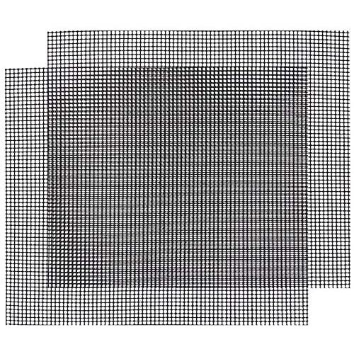 2 Pack BBQ Grill Mesh Mat - Non-Stick, Heat-Resistant PTFE Fiberglass Grilling Mesh, Cuttable & Reusable for Gas, Charcoal, Electric Grills