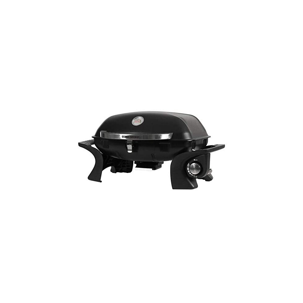 George Foreman GFSBBQ1 Portable Gas BBQ with Integrated Thermostat, Black, Lightweight & Compact, Steel Body & Automatic Ignition