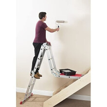 Werner 75012 Multi Purpose Ladder 12 in 1 with Platform Combi, Silver & Red