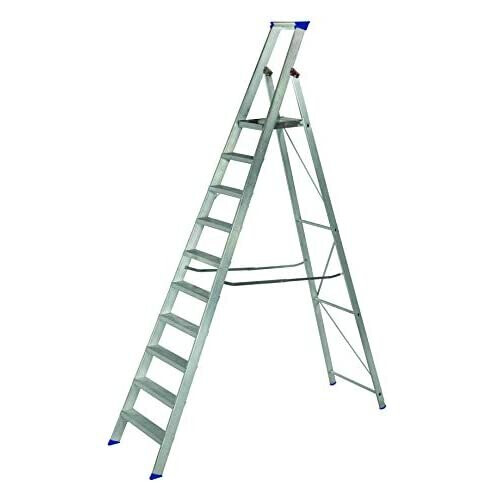 Werner 7151018 MasterTrade Platform Stepladder 10 Tread, Silver, One Size