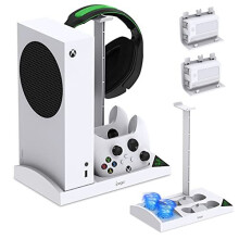 Cooling Stand Compatible with Xbox Series S Console with Controller Charging Station - Dual Powerful Cooling Fan & Controller Charger Dock with