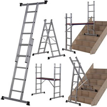 Werner 7101518 5 in 1 Combination Ladder with Platform Combi, Silver, One Size
