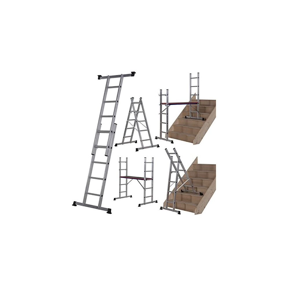 Werner 7101518 5 in 1 Combination Ladder with Platform Combi, Silver, One Size