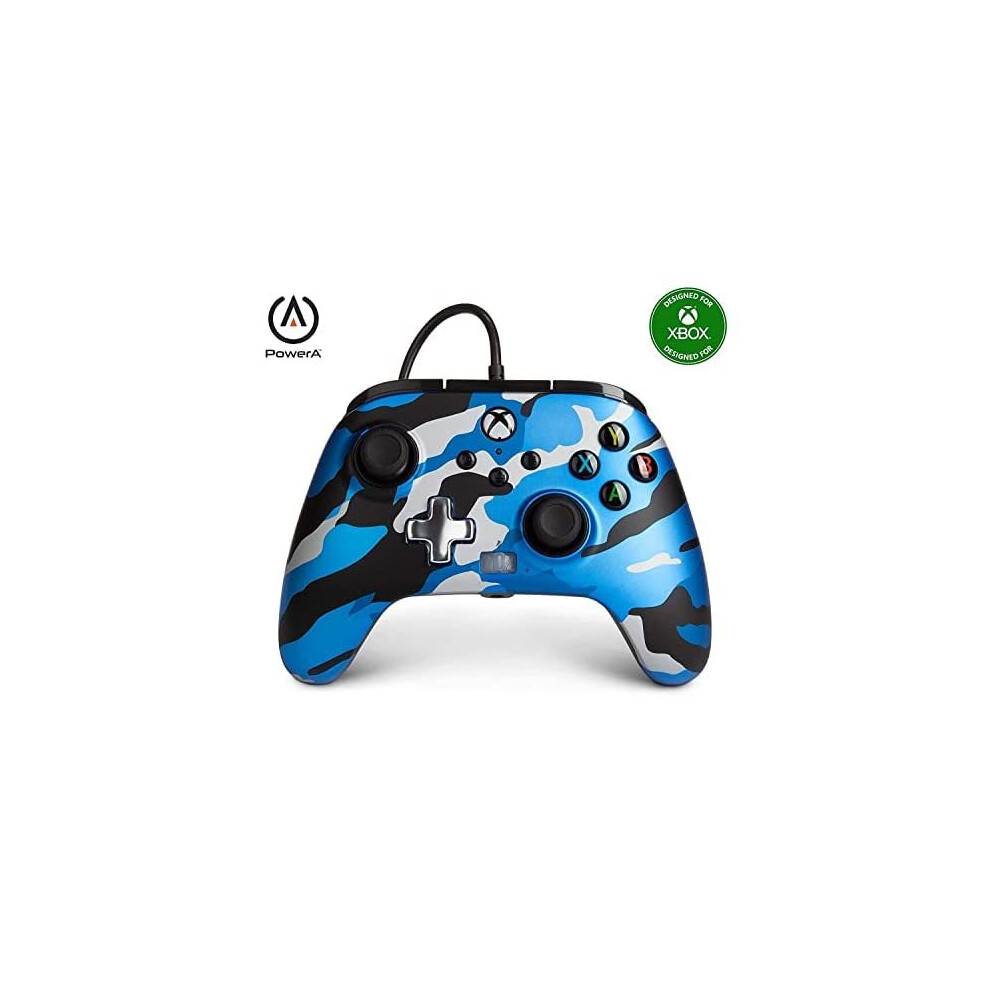 PowerA Enhanced Wired Controller for Xbox - Metallic Blue Camo, Gamepad, Wired Video Game Controller, Gaming Controller, Xbox Series X|S