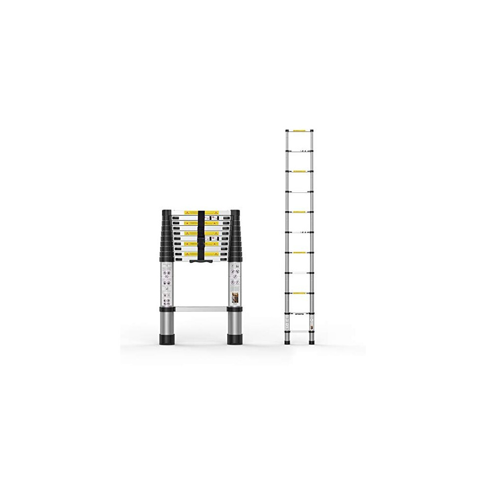 Telescoping Extension Ladder 10.5Ft, Aluminum Telescopic Ladders With Carry Bag For Outdoor Indoor Use 6187892475476