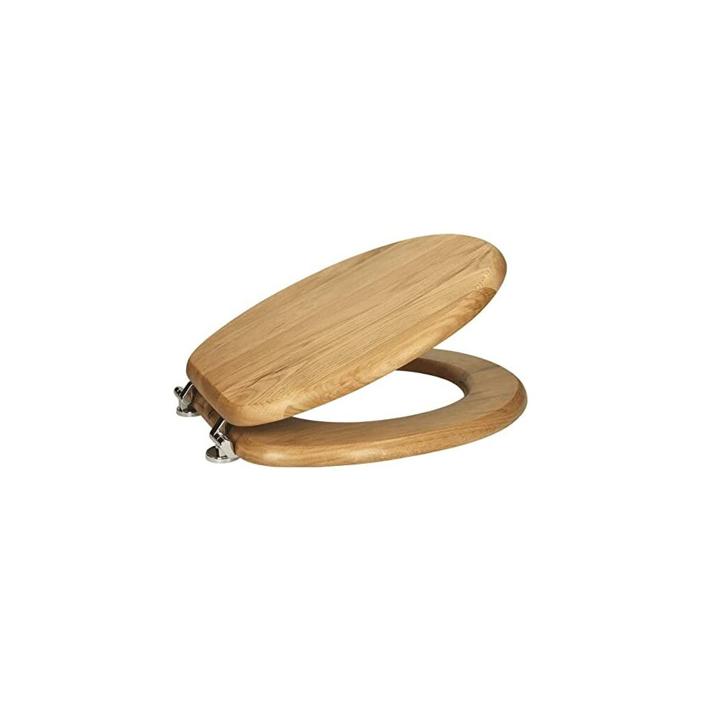 Ceramica Oak Wood Toilet Seat - Bottom-Fitting, Durable, Includes Fixings, Easy Install, 155Mm Hinge Spacing 5060184435888