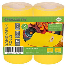 BLOSTM Sandpaper Roll Set of 120 Grit & 180 Grit - Medium & Fine Abrasiveness Professional Finish for Projects Multi Use - 5 Meters Each