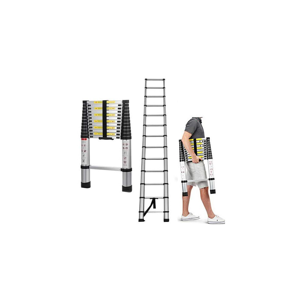 16.4Ft 5M Aluminum Extension Foldable Telescopic Ladder Telescoping Straight Ladder Extendable Capacity Max Load 150Kg/330Lb En 131 Light-Weight 674551972873