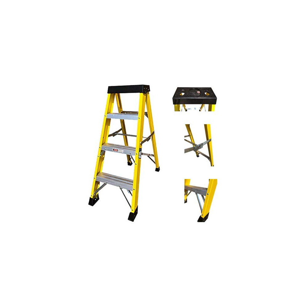 4 Tread Fibreglass Step Ladder 30000V - Electricians Heavy Duty Tread En131 Grp Step Ladder 5060620320013