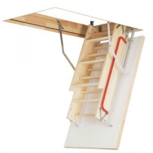 Optistep Wooden Timber Folding Loft Ladder Attic Stairs. Frame Size W60cm x L120cm H up to 280cm & Insulated Hatch