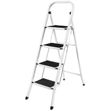 Foldable 4 Step Ladder Stepladder Non-Slip Tread Safety Steel Step 5 Year Warranty
