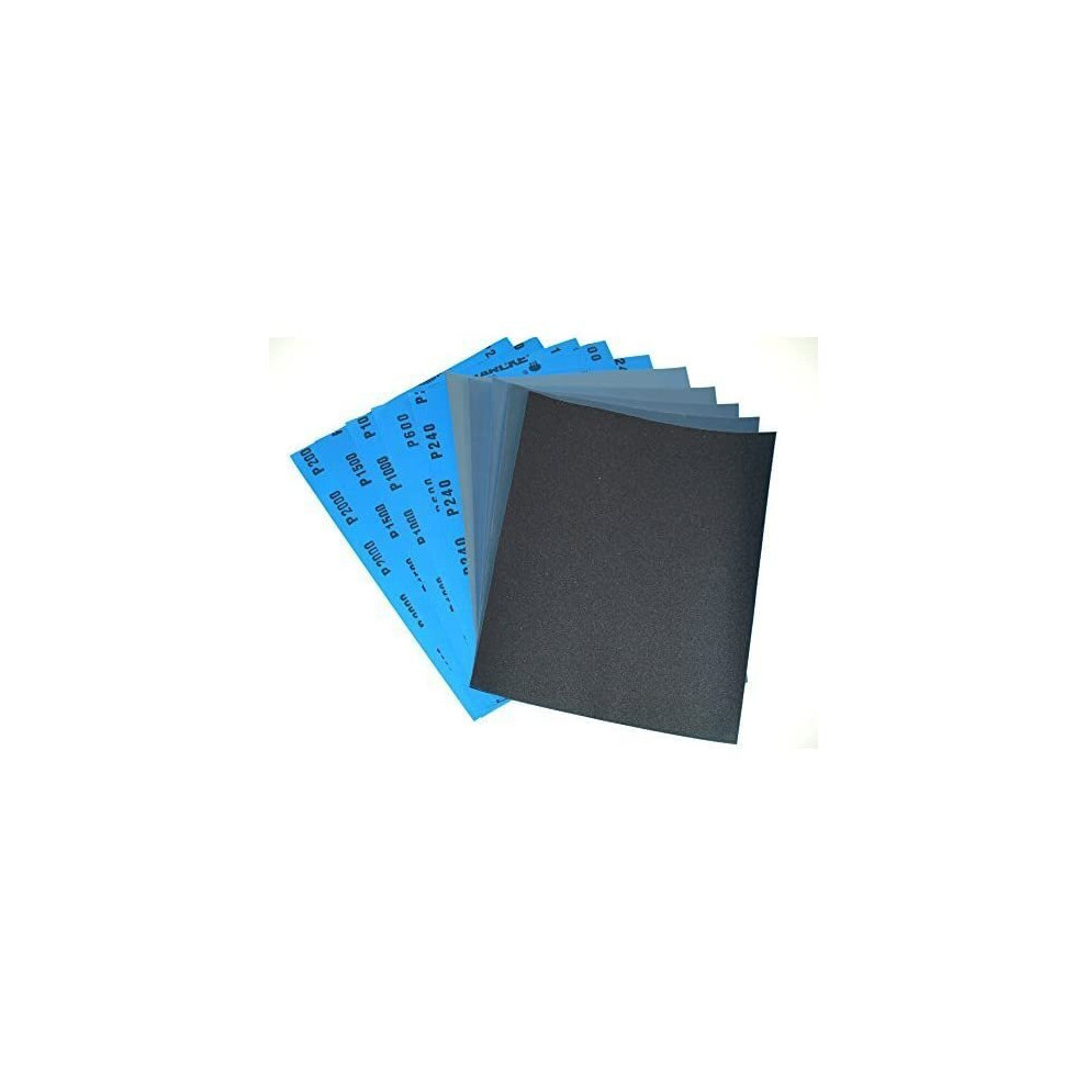 Wet and Dry Sandpaper Mixed Grits 240/600/1000/1500/2000 10 Sheets 2 per grit 230 x 280mm Waterproof Paper Highest Quality STARCKE Matador