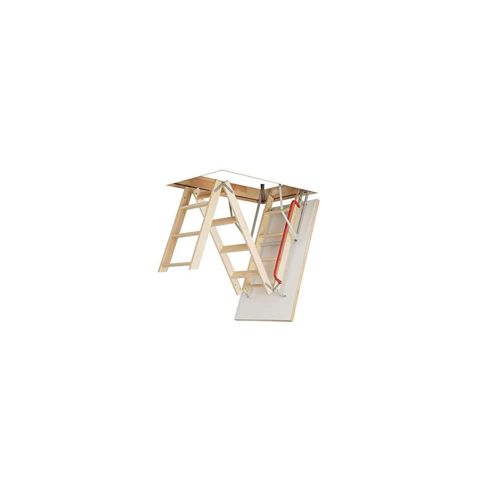 Optistep Wooden Folding Loft Ladder with Insulated Hatch – W60 x L111 cm, Attic Stairs, Height to 280 cm
