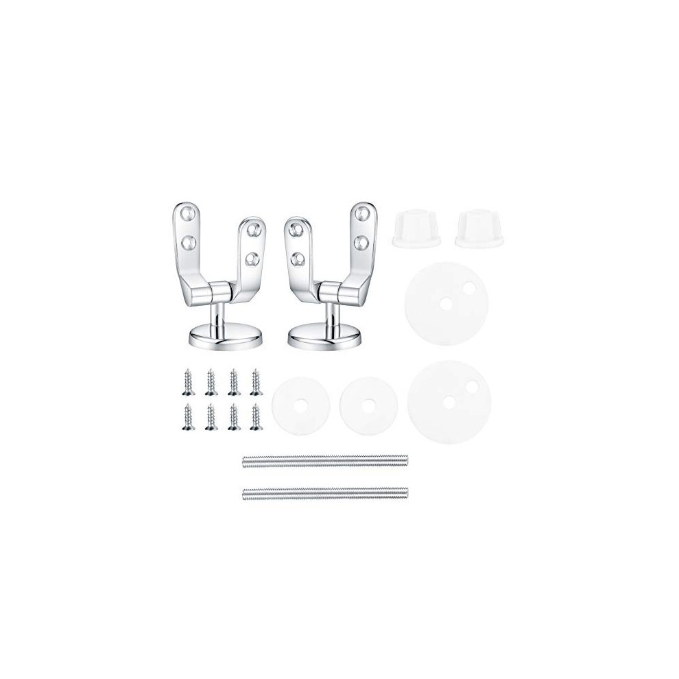 Toilet Seat Fittings, Zinc Alloy Toilet Seat Replacement Hinge with Fittings and Repair Parts, for Most Wooden | Resin | MDF Toilet Seat