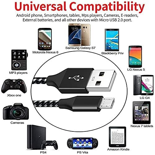 PS4 Controller Charging Cable,Micro USB Extra Long Fast Charger Cable for PlayStation 4, PS4, PS4 Slim,PS4 Pro,Xbox One,One S,One X Wireless Con 2
