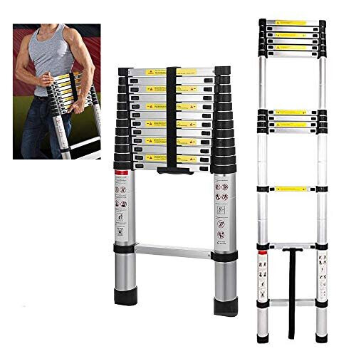5M Aluminium Telescopic Extension Ladder Foldable Portable Ladders Attic Telescoping Folding 16