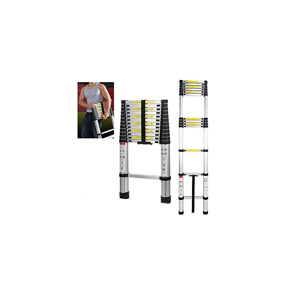 5M Aluminium Telescopic Extension Ladder Foldable Portable Ladders Attic Telescoping Folding 16.4Ft Capacity 150Kg/330Lb En 131 Certificate Out 674551972965