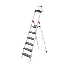 Hailo TopLine L100 8050-307 Aluminium Safety Stepladder with Multifunctional Shell, Safety Holder, Platform Lock and 130 mm Extra-Deep Steps, Bl