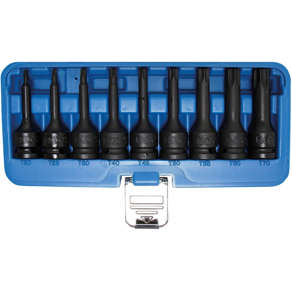 Bgs 5480 | Impact Bit Socket Set | 12.5 Mm (1/2") Drive | T-Star (For Torx) T20 - T70 | 9 Pcs. 4026947054803