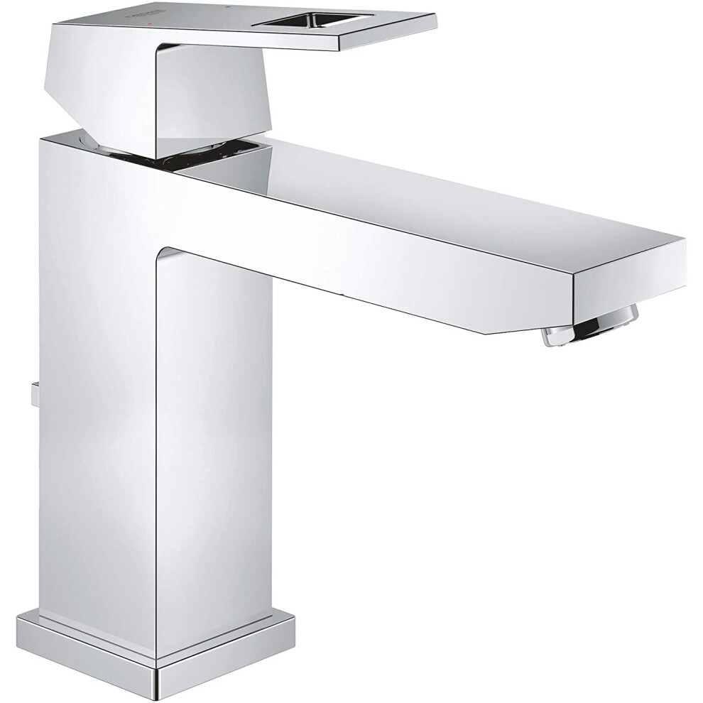 GROHE 23445000 Eurocube Bathroom Tap (Pop-Up Waste, Medium High Spout and Ecojoy)