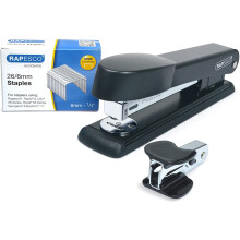 Rapesco 1471 Marlin Stapler with Staple Remover and 26/6 mm Staples B/5000, Black - Bundle