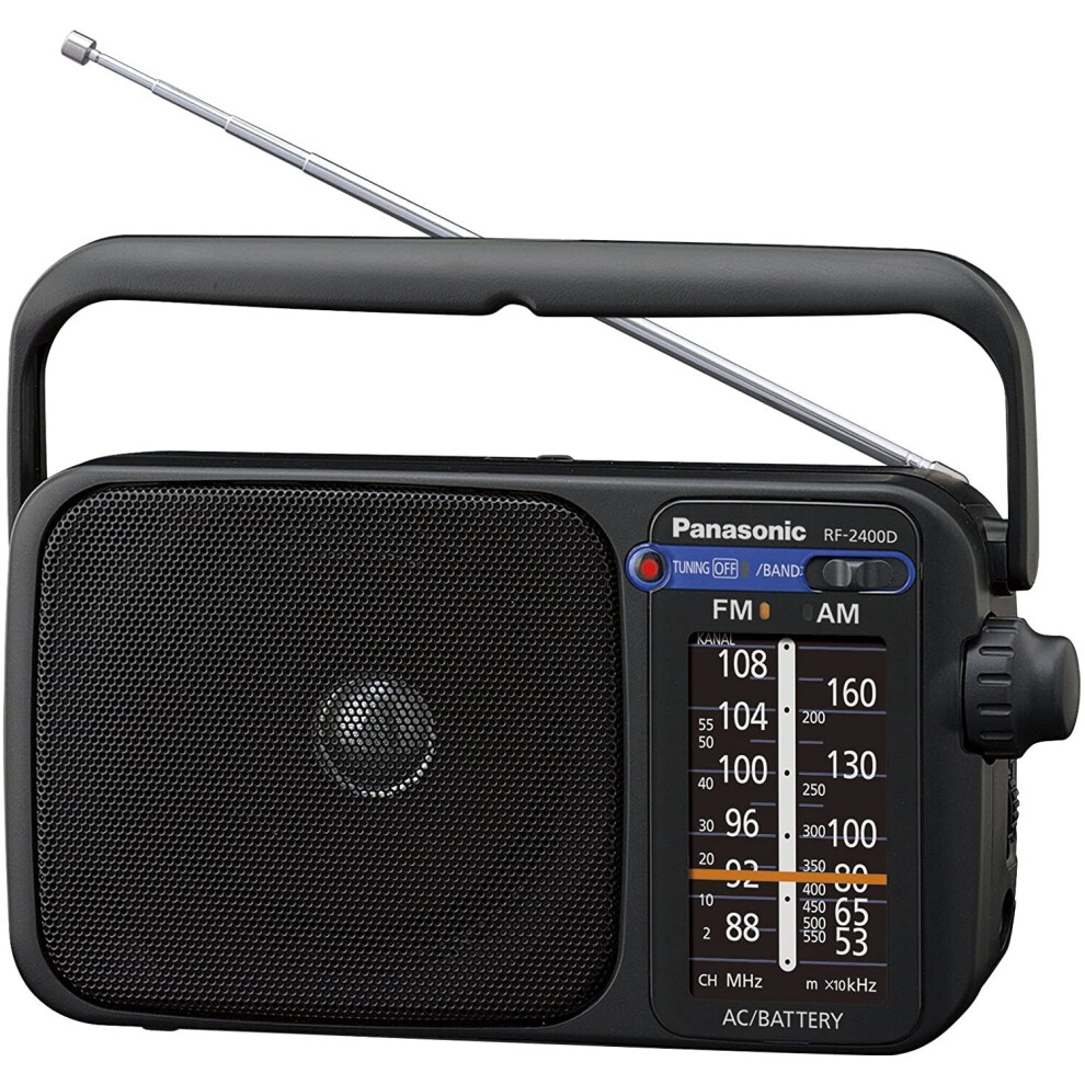 Panasonic RF-2400DEG-K Portable AM/FM radio with AC/DC and H/P Socket