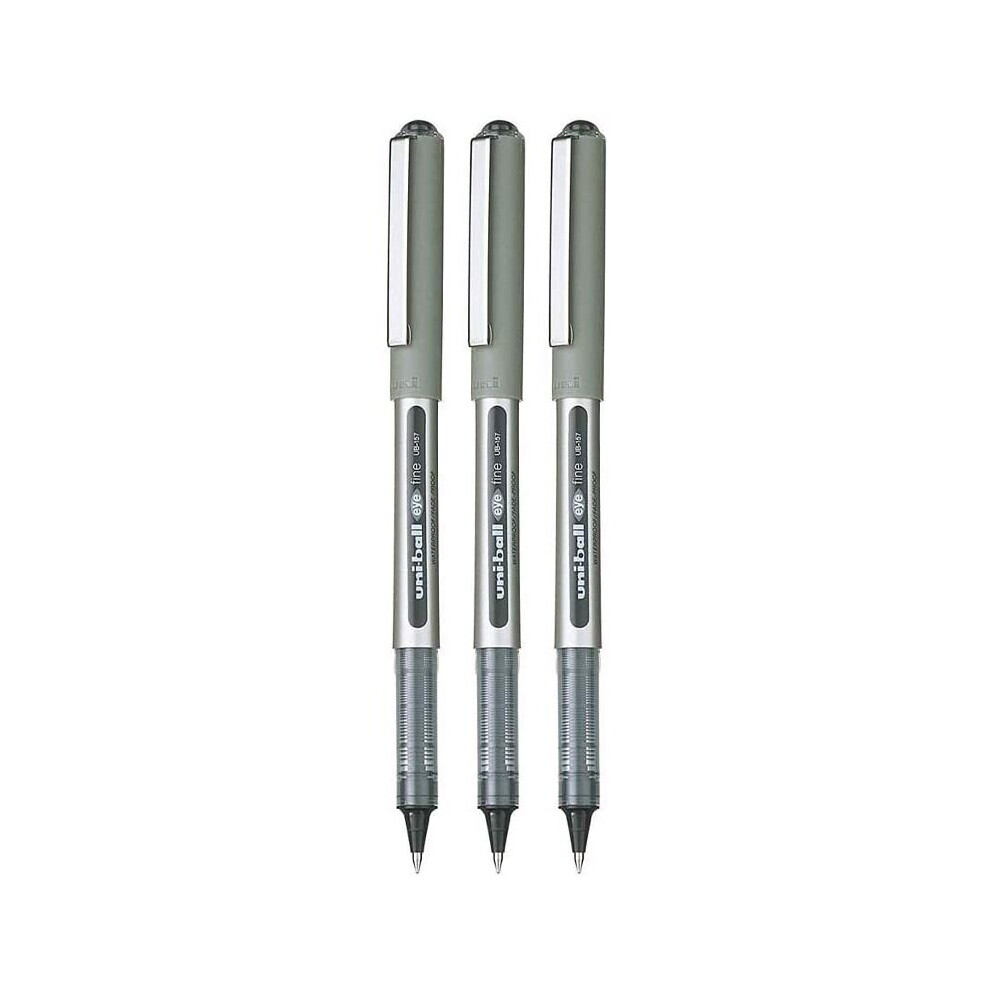 Uni-Ball EYE UB-157 Rollerball Pen BLACK [Pack of 3] Medium 0.7mm Ball