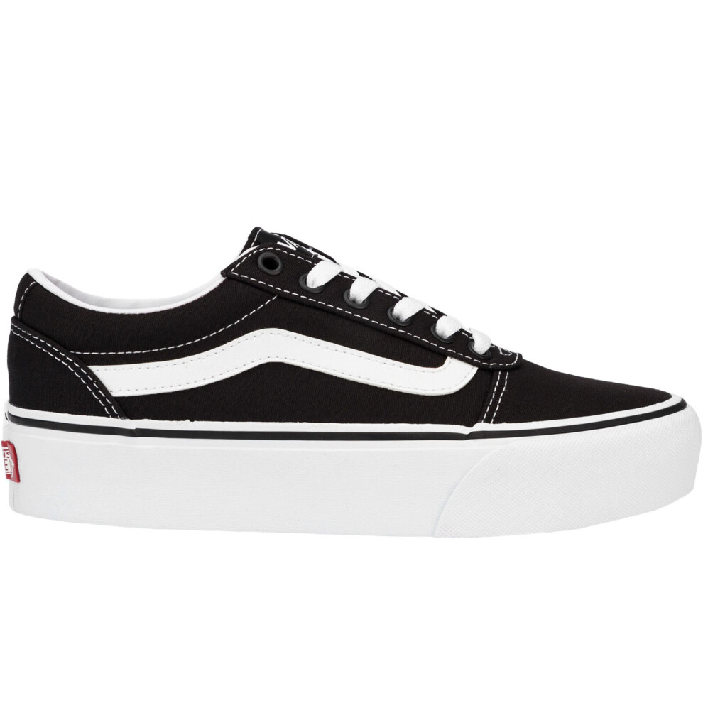 (6 UK, Black/White) Vans Womens Ward Platform Chunky Canvas Trainers Sneakers Shoes