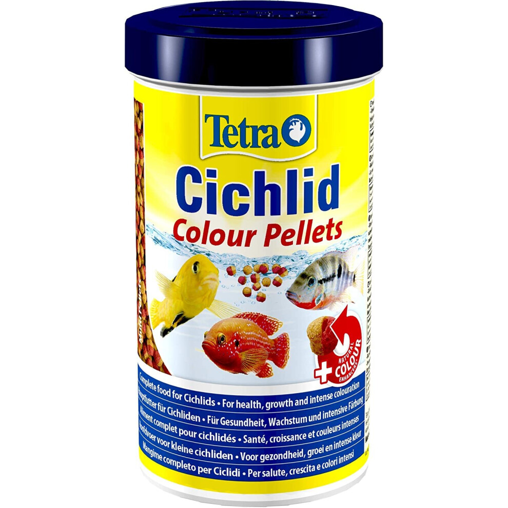 Tetra Cichlid Colour Pellets, Complete Fish Food for All Cichlids for Extra Colouration, 165 g