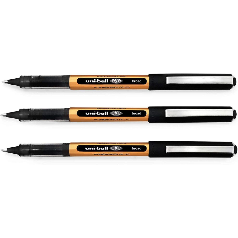 Uni-Ball Eye UB-150-10 Broad Liquid Ink Rollerball Pens - 1.0mm - Black - Pack of 3