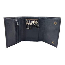 Black Leather Key Holder/Key Case Wallet Key Ring Soft Nappa Leather