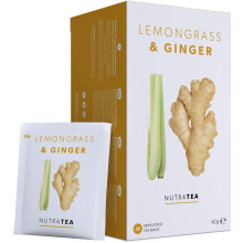 (1 pack) Nutra Tea Lemongrass & Ginger Herbal Tea | 20 Biodegradable Bags | 40g