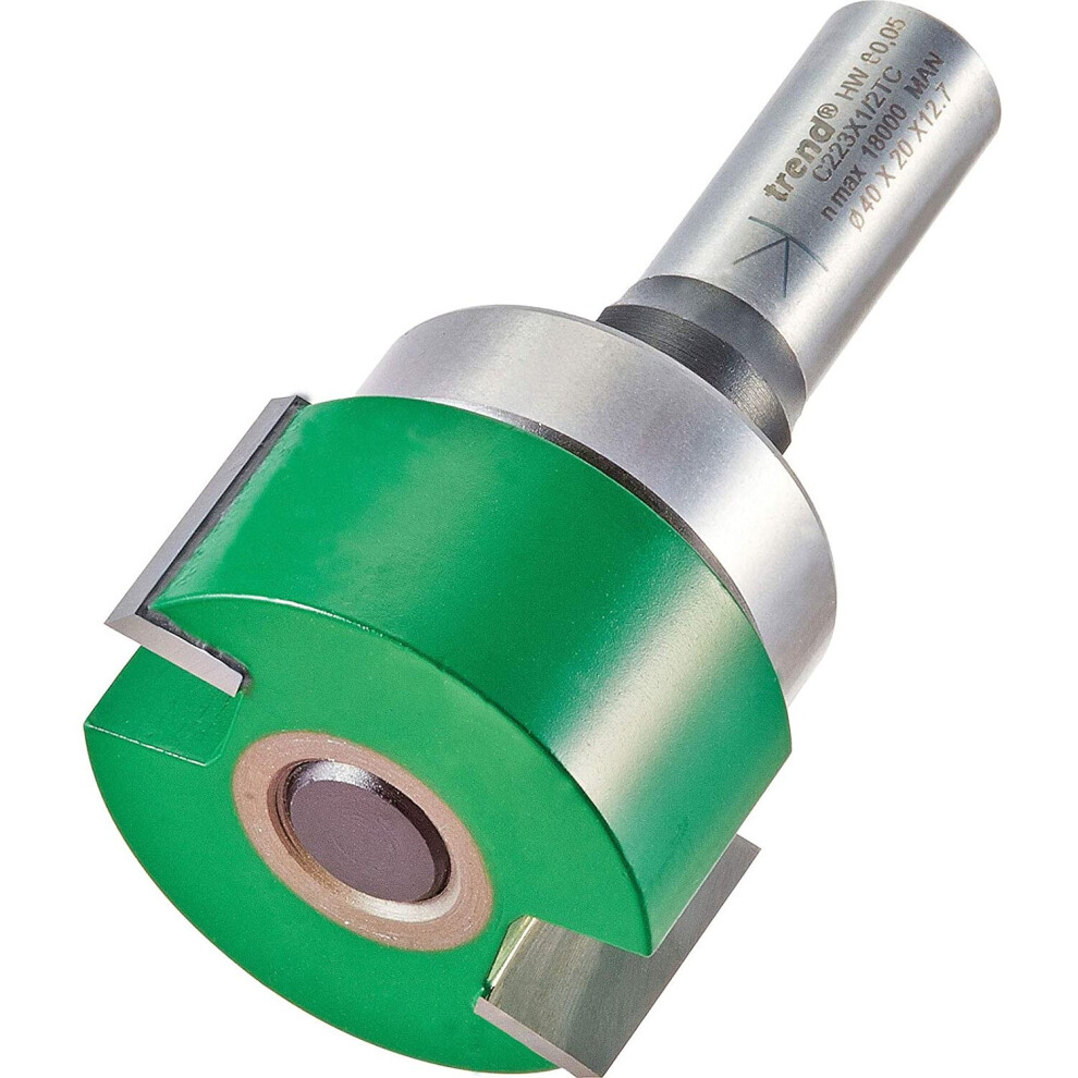 Trend C223X1/2TC Craft Pro 1/2" Shank Mounted Width intrumescent Strip Bering Guided Recessing Router Cutter Bit-C223X1/2TC X Diameter 40mm Cutting