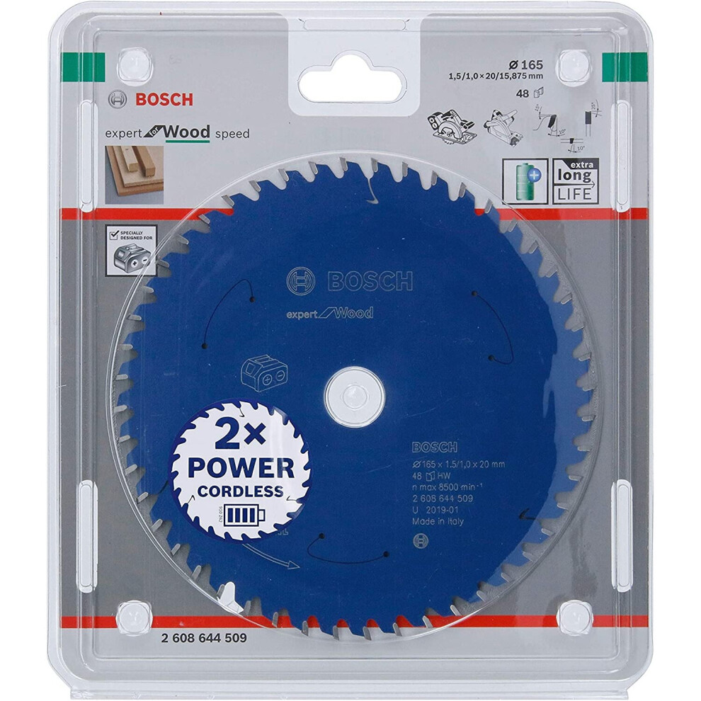 Bosch Professional Circular Saw Blade Expert For Wood (Wood, 165 X 20 X 1.5 mm, 48 Teeth, Accessory Cordless Circular Saw)