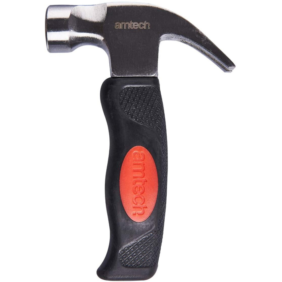 Amtech A0200B Magnetic Stubby Hammer 10oz Mini Hammer with Cushion Grip, Claw Hammer, Perfect for Pulling Nails, Silver, Black, 14.5cm x 21.5cm x-image-OPC-P8YCT9F-NEW