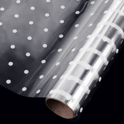 Faburo 2 Roll 3m*40cm White Dot Cellophane Wrap Florist Clear Wrap (White dot) 2