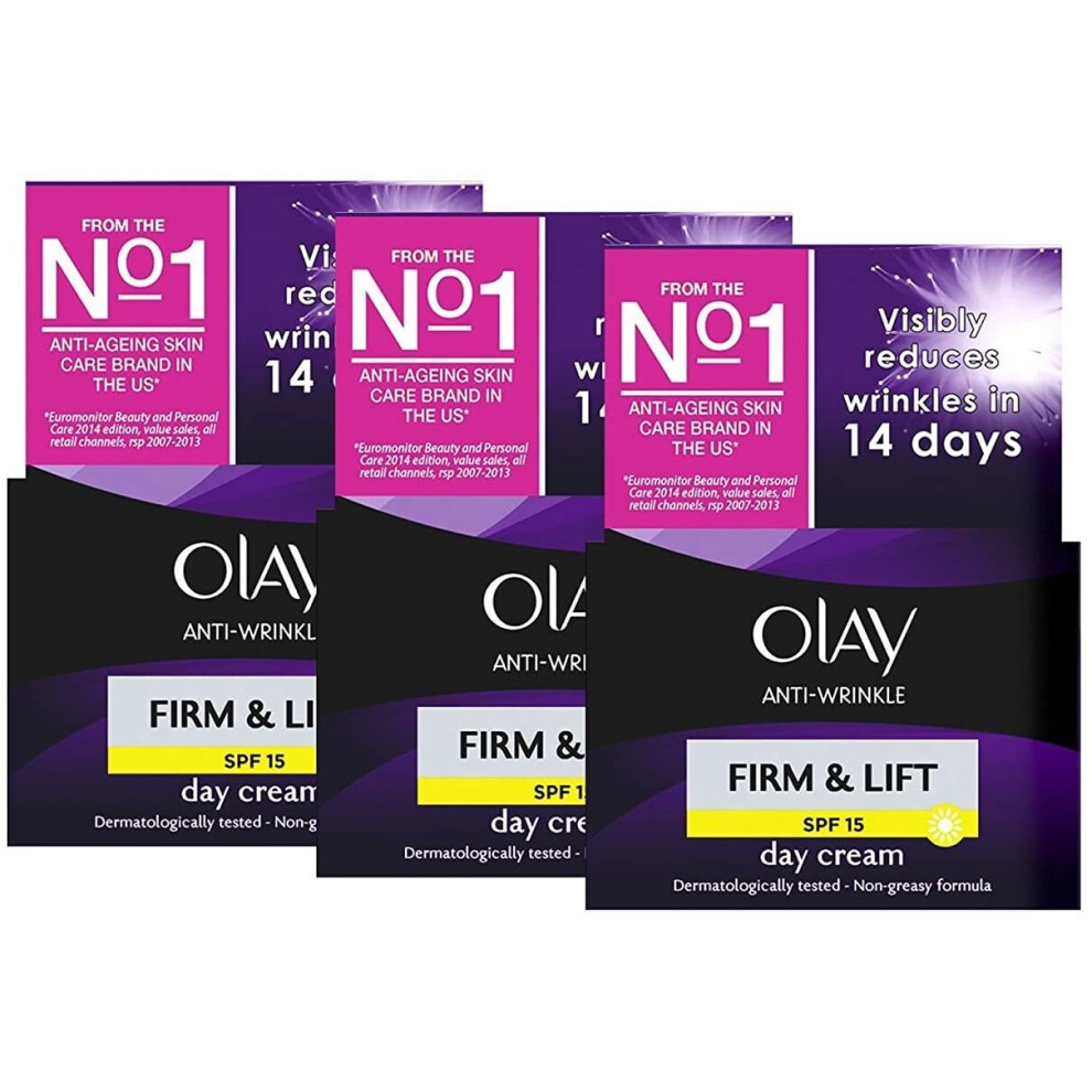 Olay Anti-Wrinkle Firm & Lift Day Cream SPF 15 50ml (Pack 3)